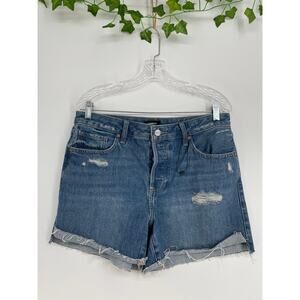 New Express Boyfriend Denim Distressed Shorts 8
